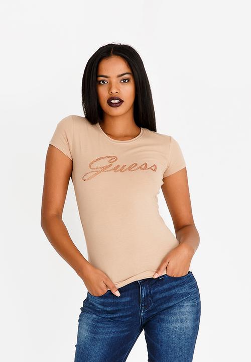 GUESS - Guess Glitter Tee Taupe