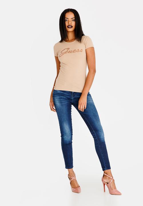 GUESS - Guess Glitter Tee Taupe