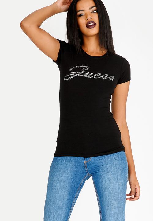 GUESS - Guess Glitter Tee Black
