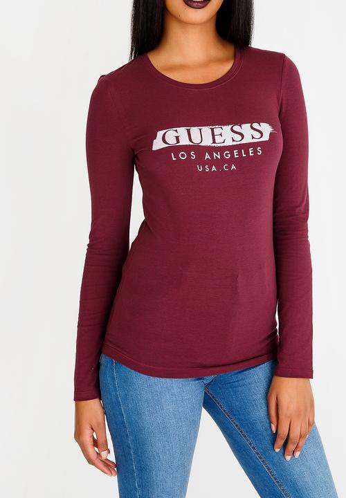 GUESS - Guess Long Sleeve Glitter Tee Mid Purple