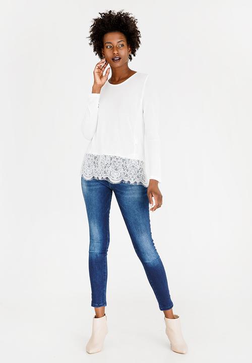 ONLY - Lilo Long Sleeve Mix Top White