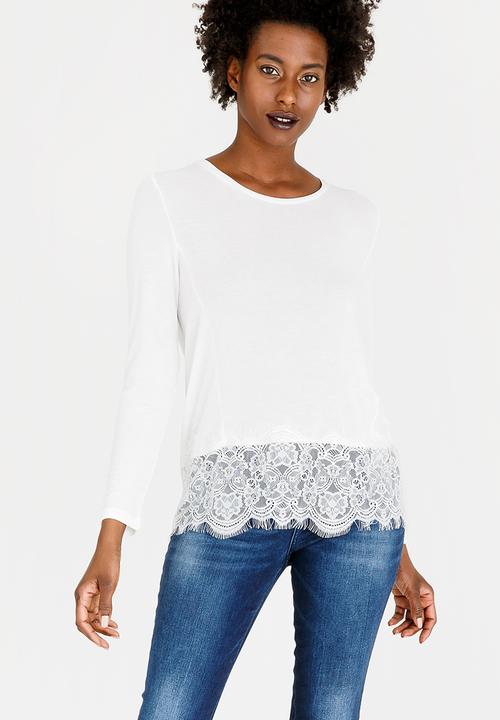 ONLY - Lilo Long Sleeve Mix Top White
