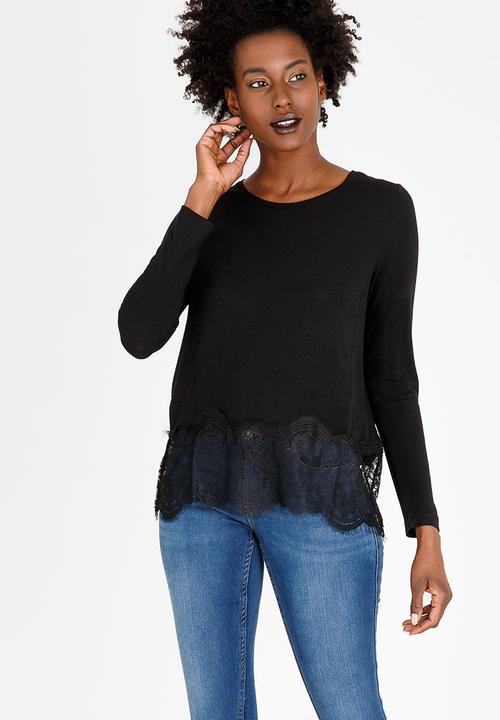 ONLY - Lilo Long Sleeve Mix Top Black