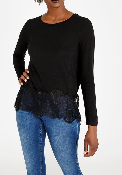 ONLY - Lilo Long Sleeve Mix Top Black