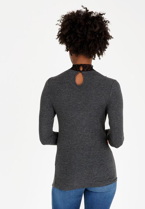 ONLY - Dotti Mix Top Dark Grey