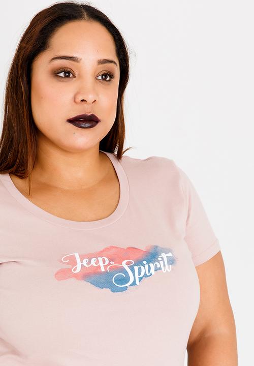 JEEP - Watercolour Logo Tee Pale Pink