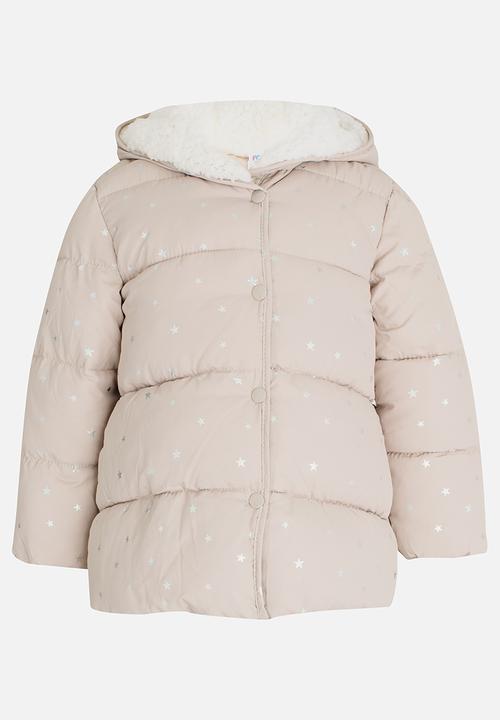 Pop Candy - Hooded Puffer Jacket Grey