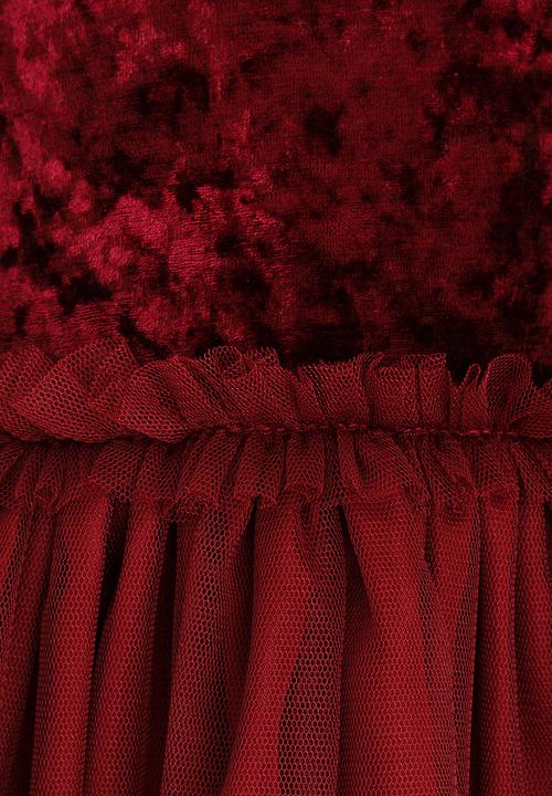 See-Saw - Velvet Combo Dress Burgundy