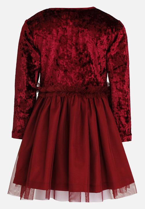 See-Saw - Velvet Combo Dress Burgundy