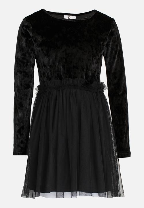 Rebel Republic - Velvet Combo Dress Black