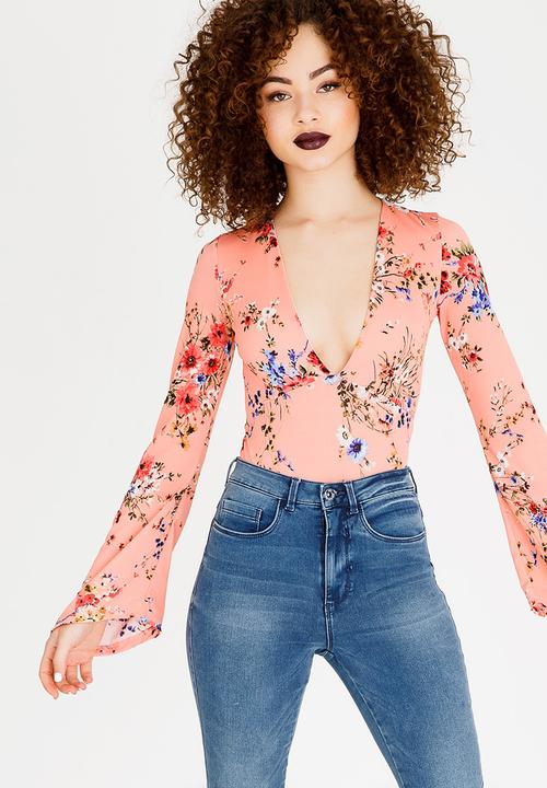 SISSY BOY - Deep V Bodysuit Pale Pink