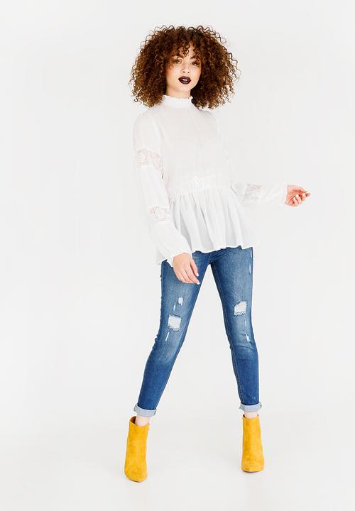STYLE REPUBLIC - Lace Inset Blouse Off White