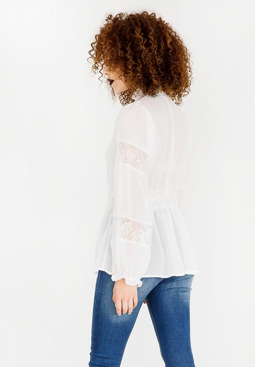 STYLE REPUBLIC - Lace Inset Blouse Off White