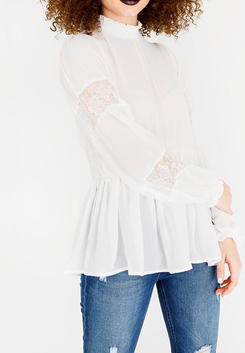 STYLE REPUBLIC - Lace Inset Blouse Off White