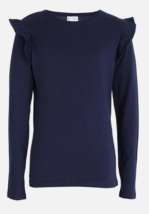 Pop Candy - Arm Frill Top Navy