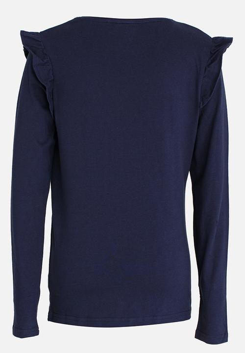 Pop Candy - Arm Frill Top Navy