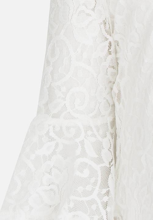 See-Saw - Fluted Sleeve Lace Top Milk