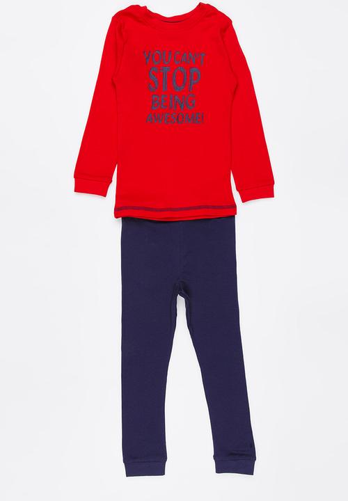 Pop Candy - Printed Pj Set - Red/navy