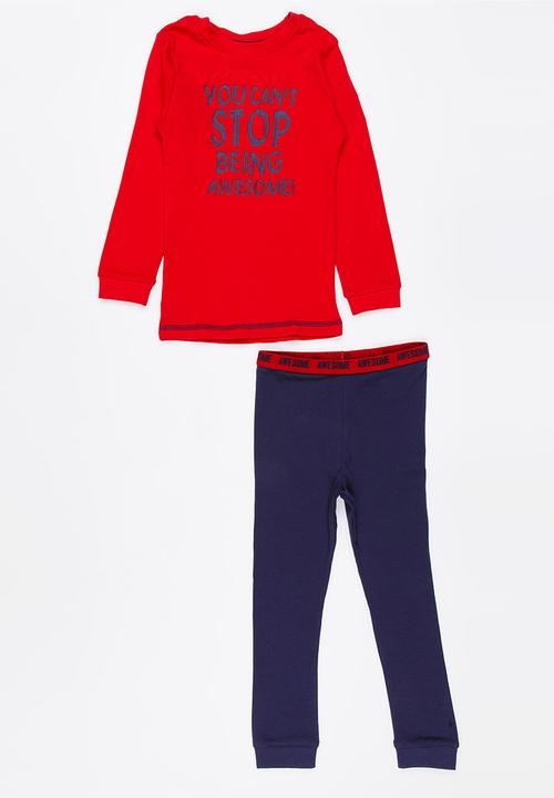 Pop Candy - Printed Pj Set - Red/navy