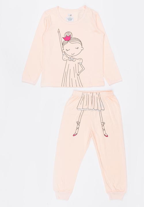 Pop Candy - Princess Printed PJ Set Pale Pink