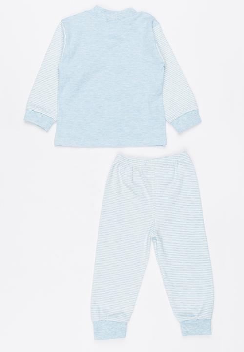 Pop Candy - Moon Printed PJ Set - pale blue 