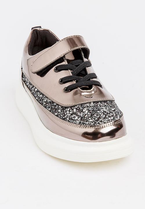 Pop Candy - Girls Metallic Sneaker Grey