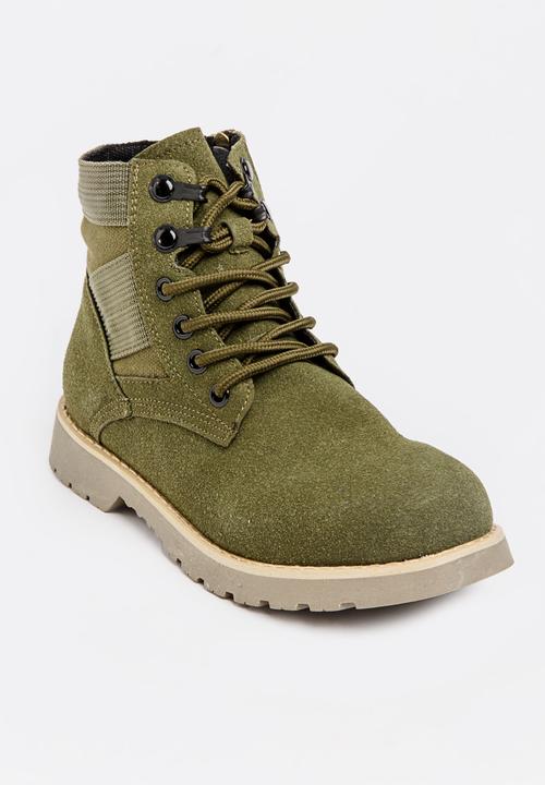 Pop Candy - Boys Combat Boot Khaki Green