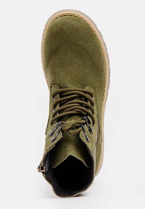 Pop Candy - Boys Combat Boot Khaki Green
