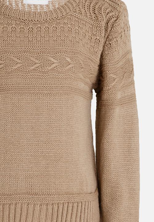 See-Saw - Cable Knit Jersey Taupe