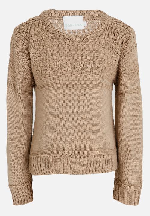 See-Saw - Cable Knit Jersey Taupe