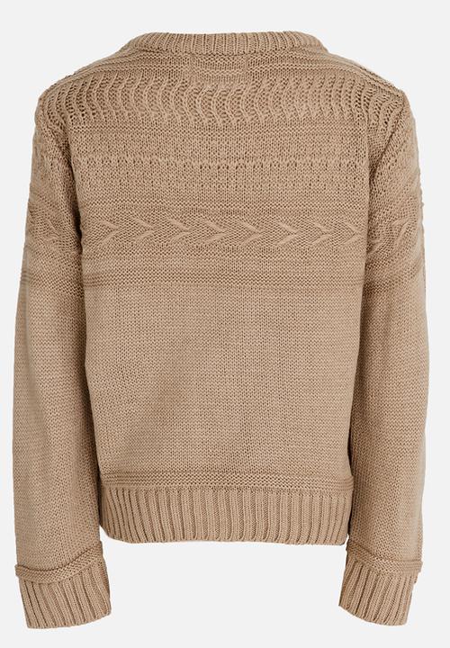 See-Saw - Cable Knit Jersey Taupe