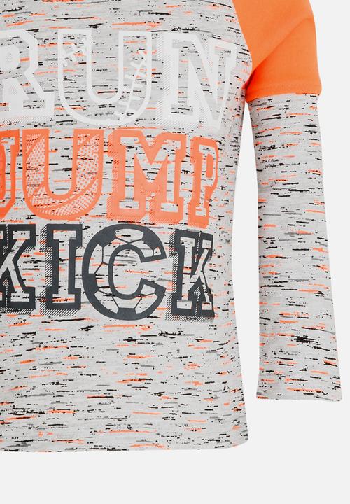 Pop Candy - Printed Raglan Tee Grey