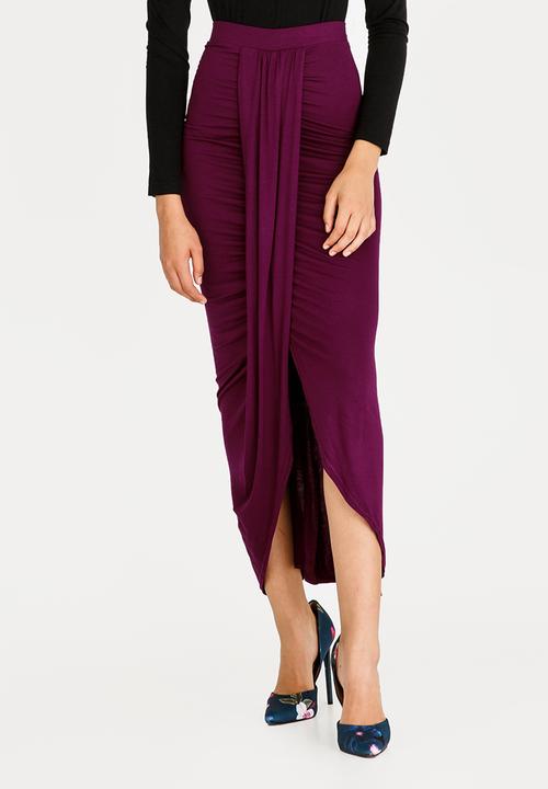 STYLE REPUBLIC - Drape Maxi Skirt Burgundy