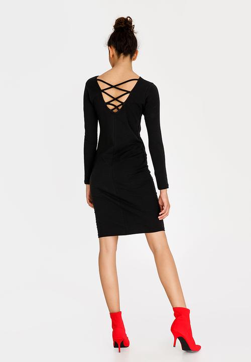 STYLE REPUBLIC - Back Lace Up Dress Black