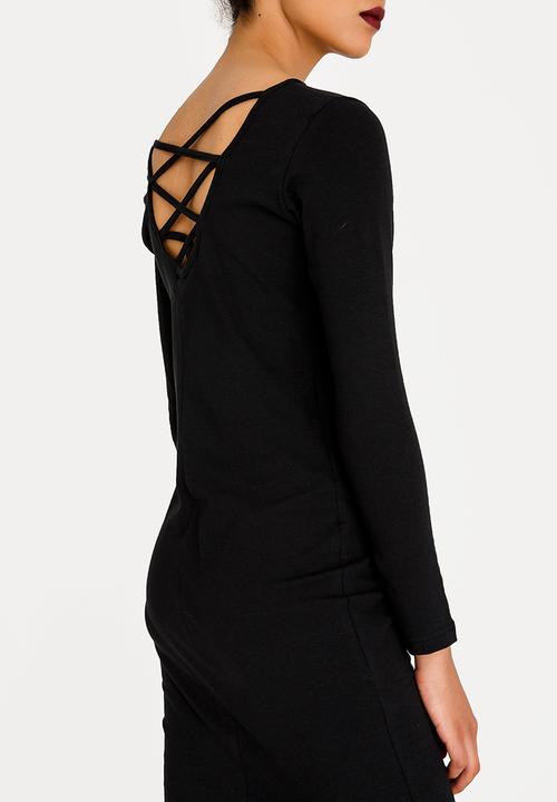 STYLE REPUBLIC - Back Lace Up Dress Black