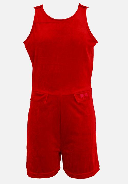Name It - Velour Playsuit Red
