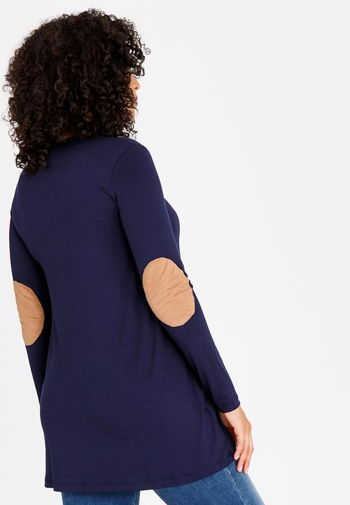 edit Maternity - Knit Tunic with Elbow Patch Navy