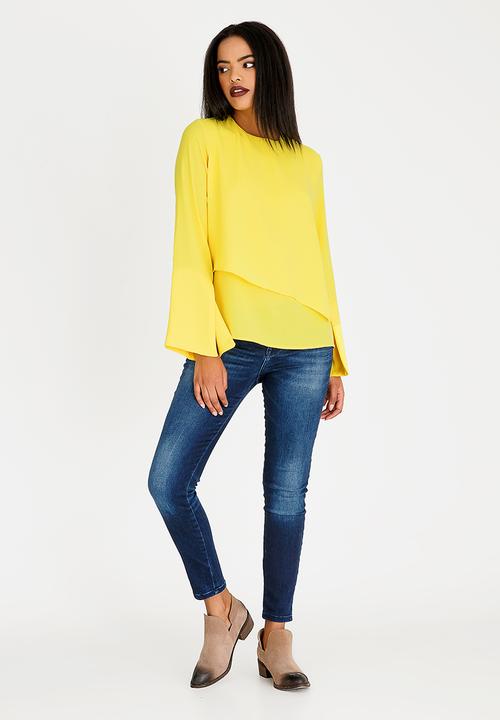 edit - Double Layer Long Sleeve Blouse Yellow