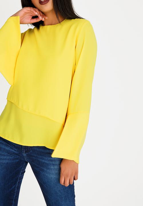 edit - Double Layer Long Sleeve Blouse Yellow