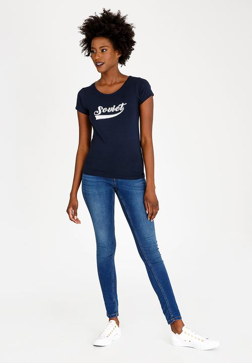 SOVIET - Crawford Crew Neck T-Shirt Navy