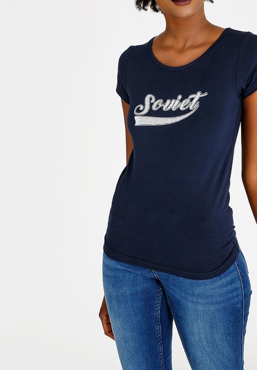 SOVIET - Crawford Crew Neck T-Shirt Navy