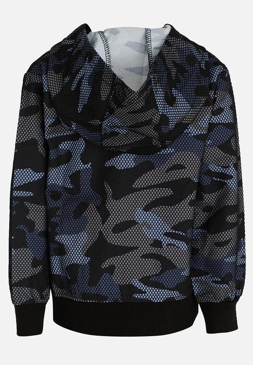 Pop Candy - Hooded Mesh Camo Jacket Grey