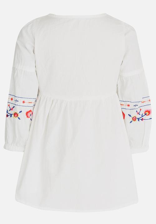 Pop Candy - Dress with Embroidery Detail White