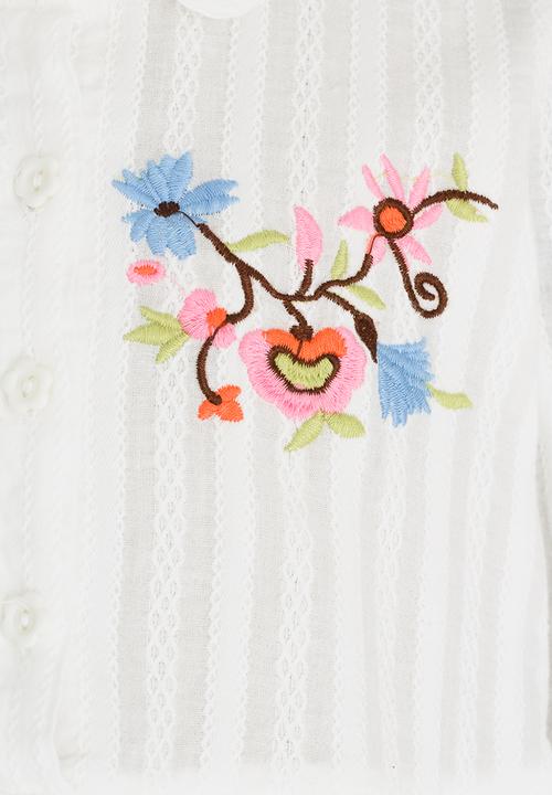 Pop Candy - Longsleeve Embroided Dress White