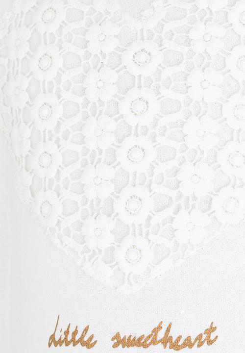 Pop Candy - Embellished Sweater with Lace detail White