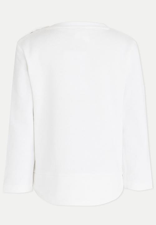 Pop Candy - Embellished Sweater with Lace detail White