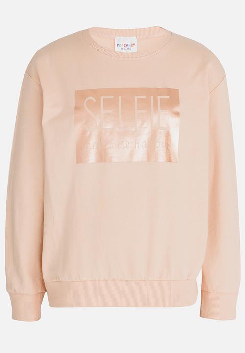 Pop Candy - Printed Sweat Top Peach