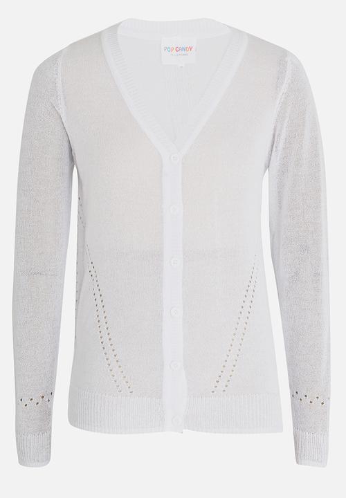 Pop Candy - Longer Lengh Cardigan White