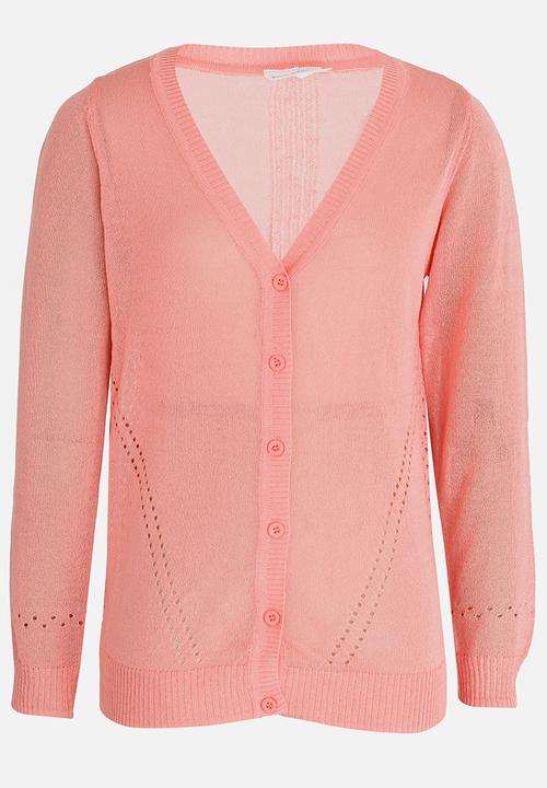 Pop Candy - Longer Lengh Cardigan Coral