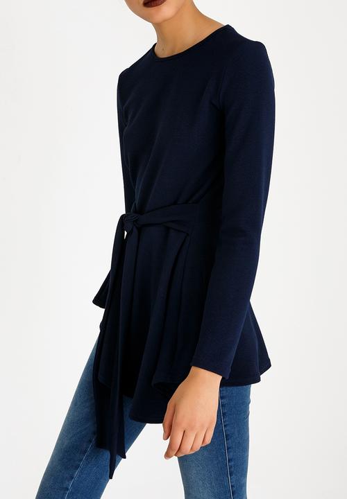 STYLE REPUBLIC - Tie Front Top Navy